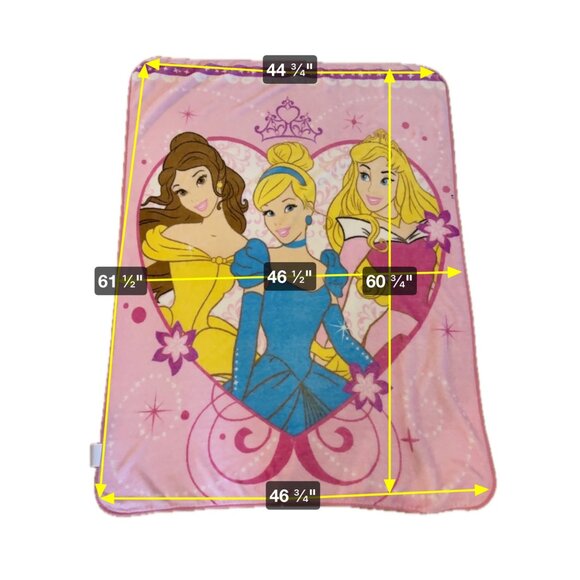 Disney Princess Blanket Pink Heart 45 X60" Belle Cinderella Aurora - Picture 5 of 5